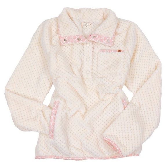 Simply Southern Ivory fleece with pink detail *SOLD OUT* - Picture 2 of 9